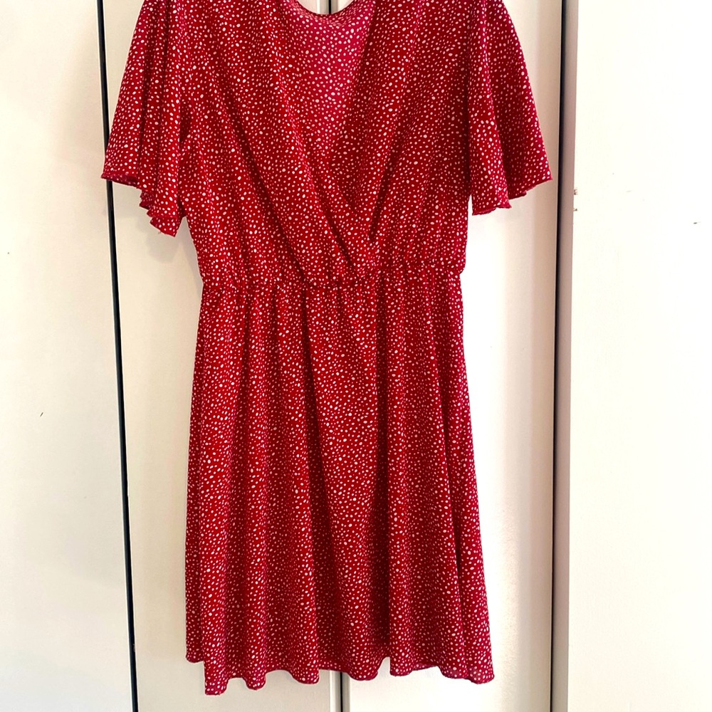 Red and white dot dress